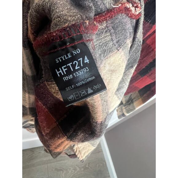 POL Bohemian Inspired Plaid Ombré Button Down Size Women M Medium Oversized Fit - Picture 8 of 9